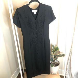 Vintage black midi dress goth/western embroidery